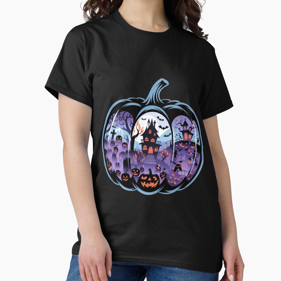 The pumpkin contains three magical Halloween scenes by aipaint T-Shirts, Hoodie, Sweatshirt | BlankRebels.com (Image 2)