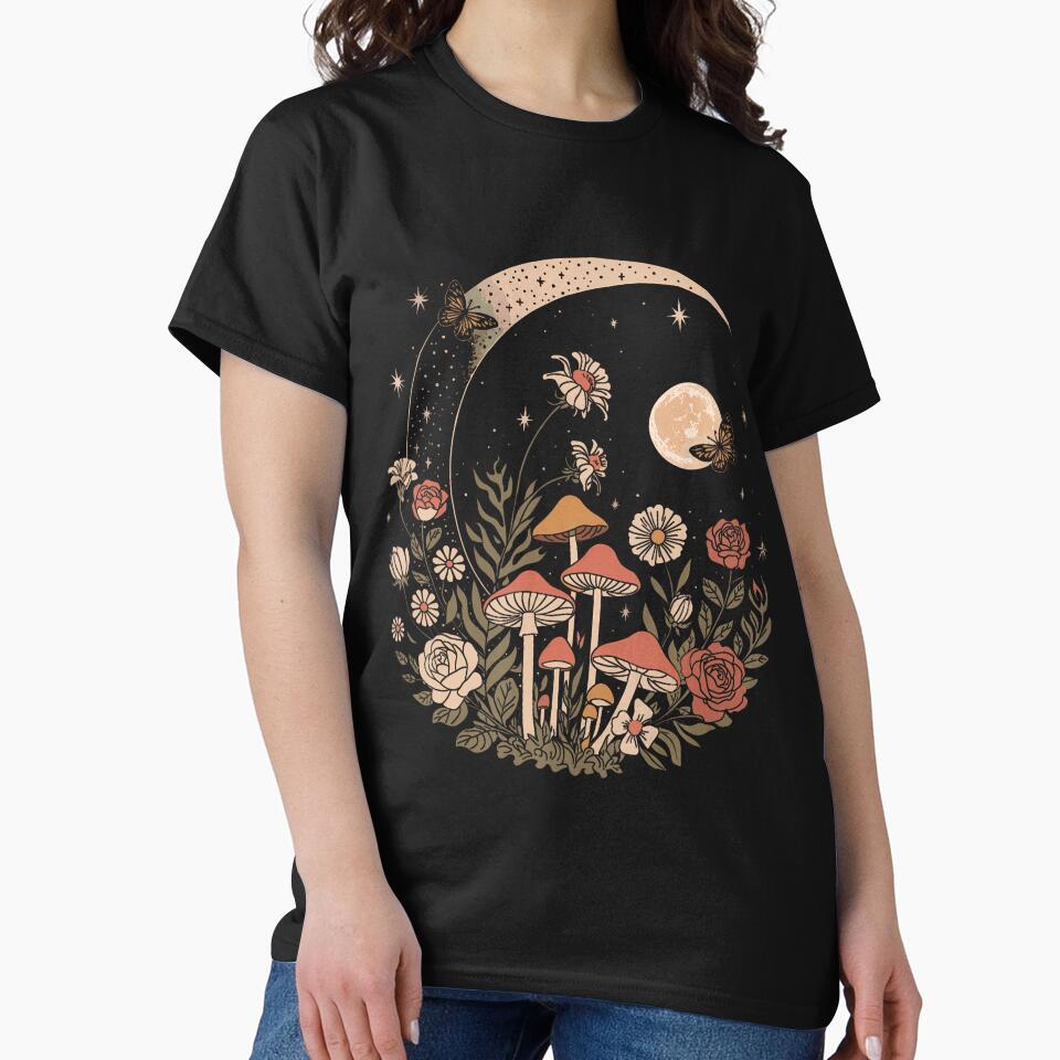 Goblincore Dark Cottage Core Moon Mushrooms Aesthetic by mischwpwarso T-Shirts, Hoodie, Sweatshirt (Image 2)