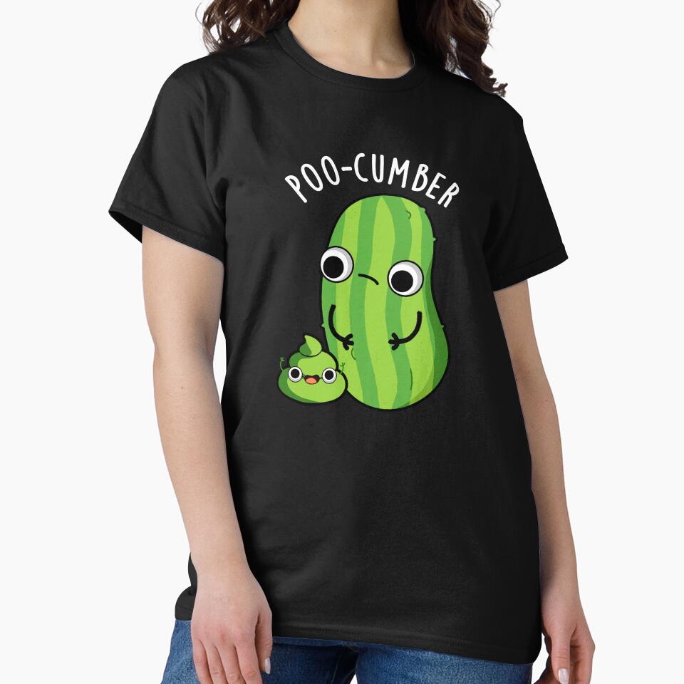 Poo-cumber Funny Cucumber Pun (Dark BG) by punnybone
