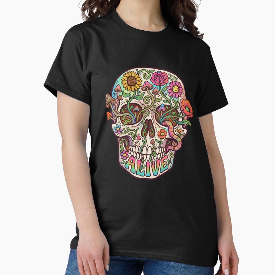 Floral Skull by AliveStyle T-Shirts, Hoodie, Sweatshirt | BlankRebels.com (Image 2)