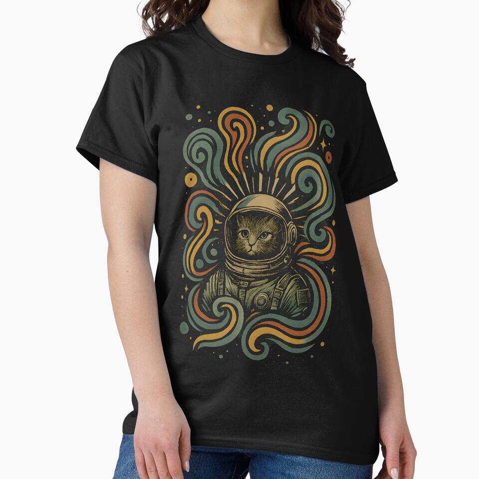 Cat astronaut. Space Feline. Retro. by Shoot-The-Moon T-Shirts, Hoodie, Sweatshirt | BlankRebels.com (Image 2)