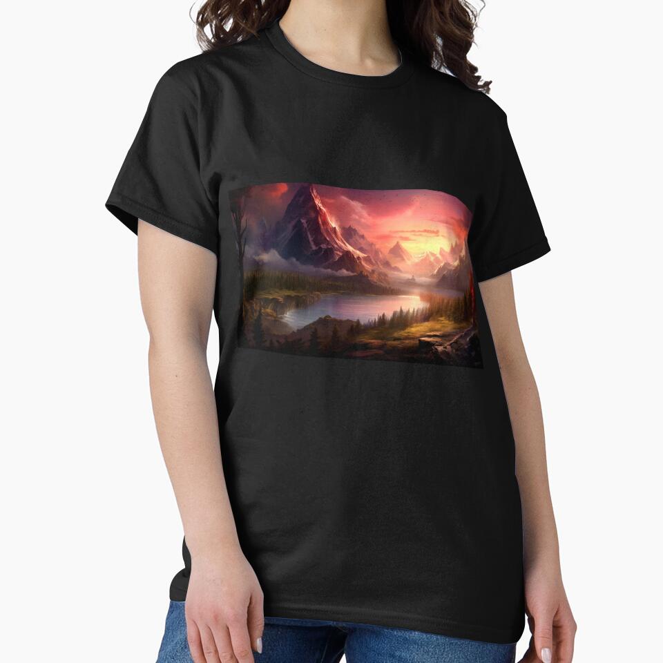 Fantasy Landscape - Towering Mountain Peaks by Fantasy Masterpiece T-Shirts, Hoodie, Sweatshirt | BlankRebels.com (Image 2)