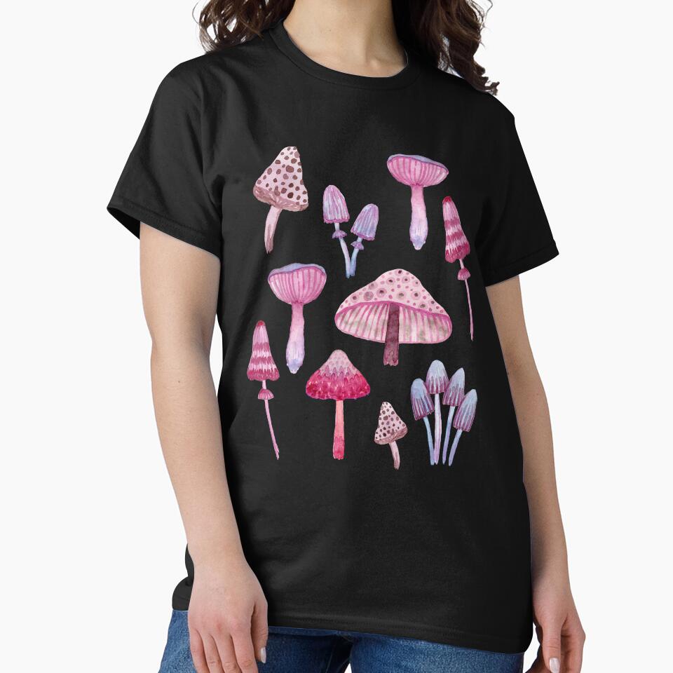 Purple Cottagecore Mushrooms and Strawberry Funny E-girl Cute Mushroom Aesthetic by RainbowPandas T-Shirts,... (Image 2)