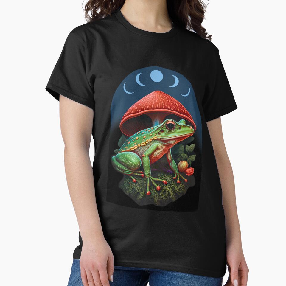 Frog Under Mushroom Dark Academia Cottagecore Aesthetic Goth Mystical by nicestr T-Shirts, Hoodie, Sweatshirt (Image 2)