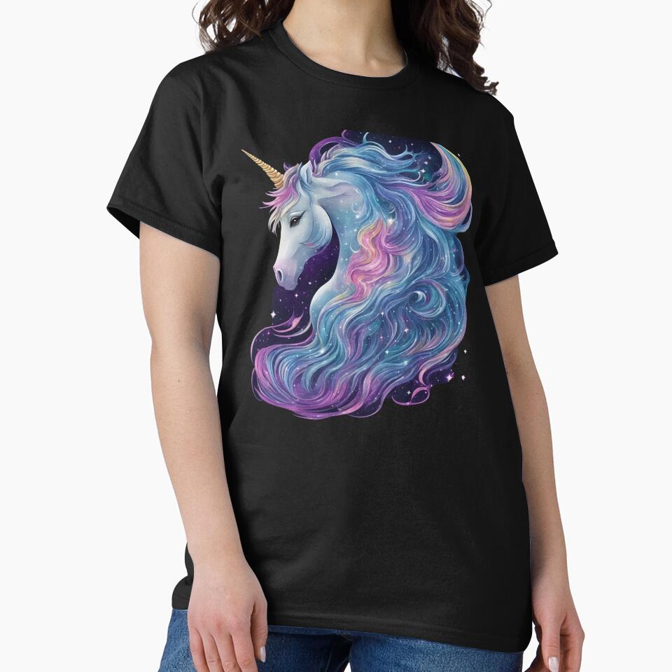 Unicorn with flowing mane surrounded by stars by CoolPixels T-Shirts, Hoodie, Sweatshirt | BlankRebels.com (Image 2)