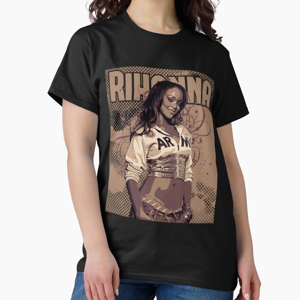Rihanna Style Brown Vintage Poster Art T-Shirt, Vintage Washed 90'S Hip Hop Rap Tour T Shirt, Singer Classic... (Image 2)