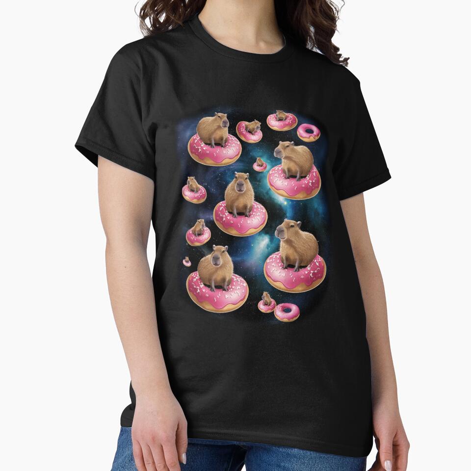 Space Capybara Riding Donut, Galaxy Capybaras by Damcoc