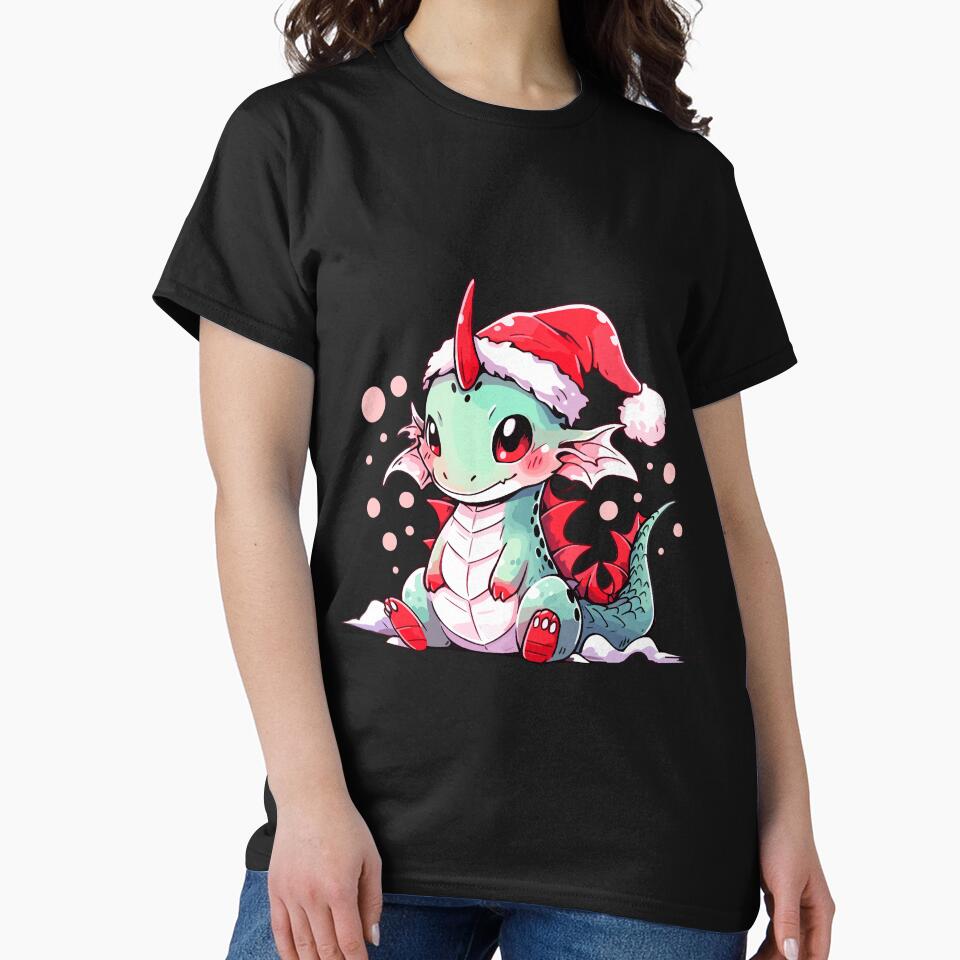 cute christmas dragon in santa hat by Niktarka T-Shirts, Hoodie, Sweatshirt | BlankRebels.com (Image 2)