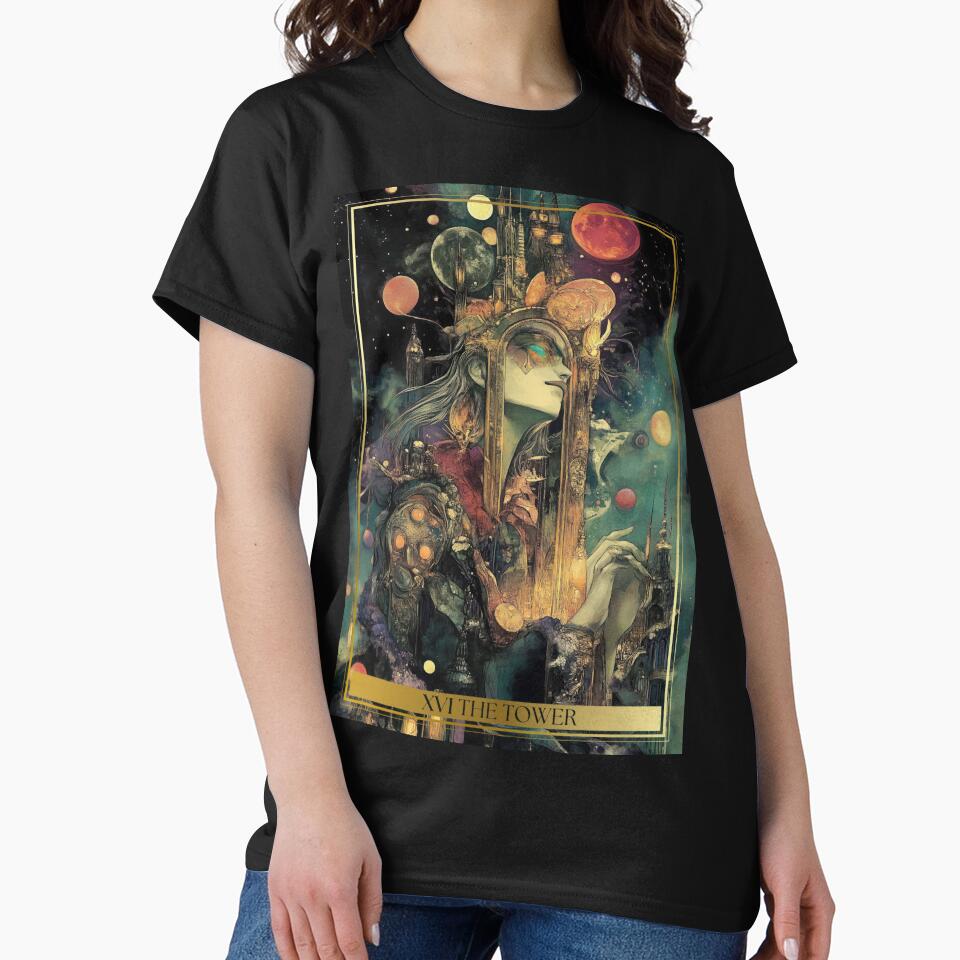 XVI The Tower Tarot Card Illustration by Thunderg1rl T-Shirts, Hoodie, Sweatshirt | BlankRebels.com (Image 2)