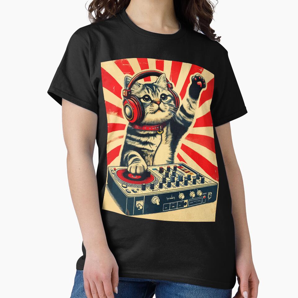 Funny Deejay House Cat Retro Vintage by TomFrontierArt T-Shirts, Hoodie, Sweatshirt | BlankRebels.com (Image 2)