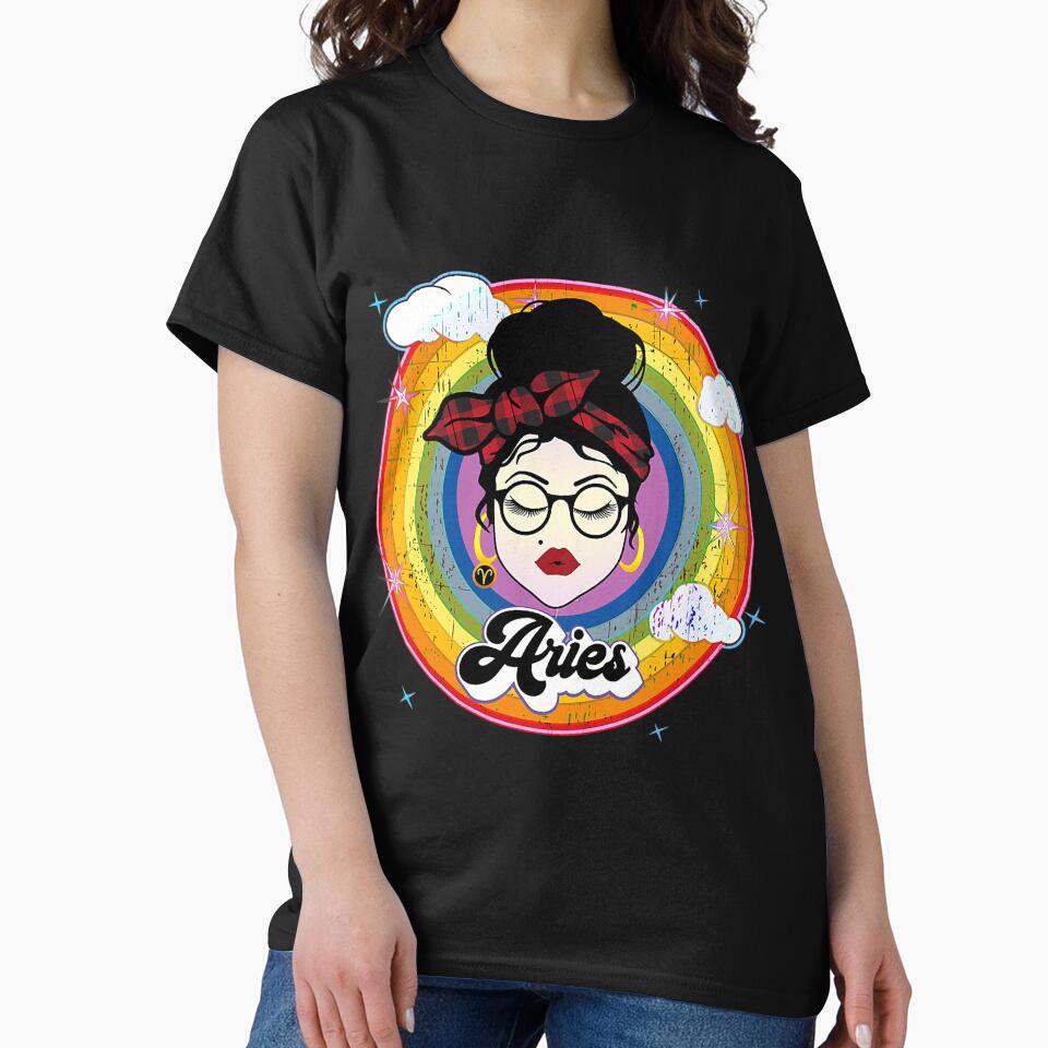 Aries Star Sign Girl Hair Bun Astrology Retro Vintage by monteith3 T-Shirts, Hoodie, Sweatshirt | BlankRebels.com (Image 2)