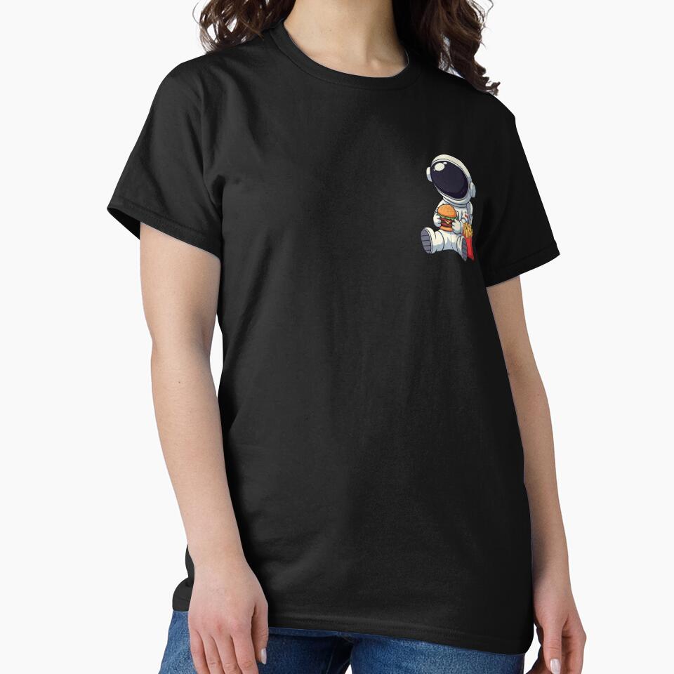 Cute Astronaut Eating Burger and Fries – Funny Space Food Vector Illustration by PixelVibe782 T-Shirts, Hoodie,... (Image 2)
