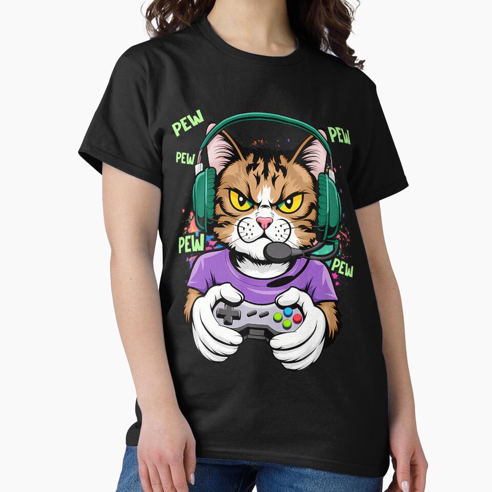 Cat Gaming Video Games Lover Nerd Girl by bambiai