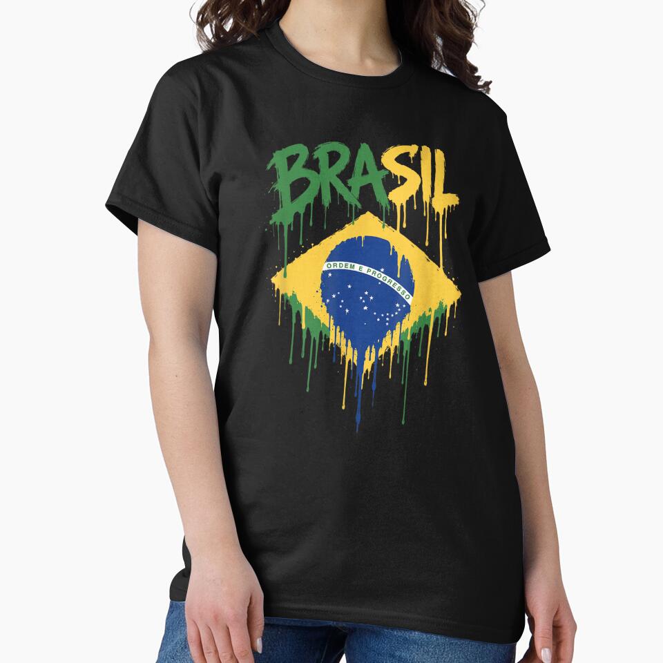 Patriotic Brazil Flag Paint Drip Splash Effect Brasil National Pride Design by Phil Ben