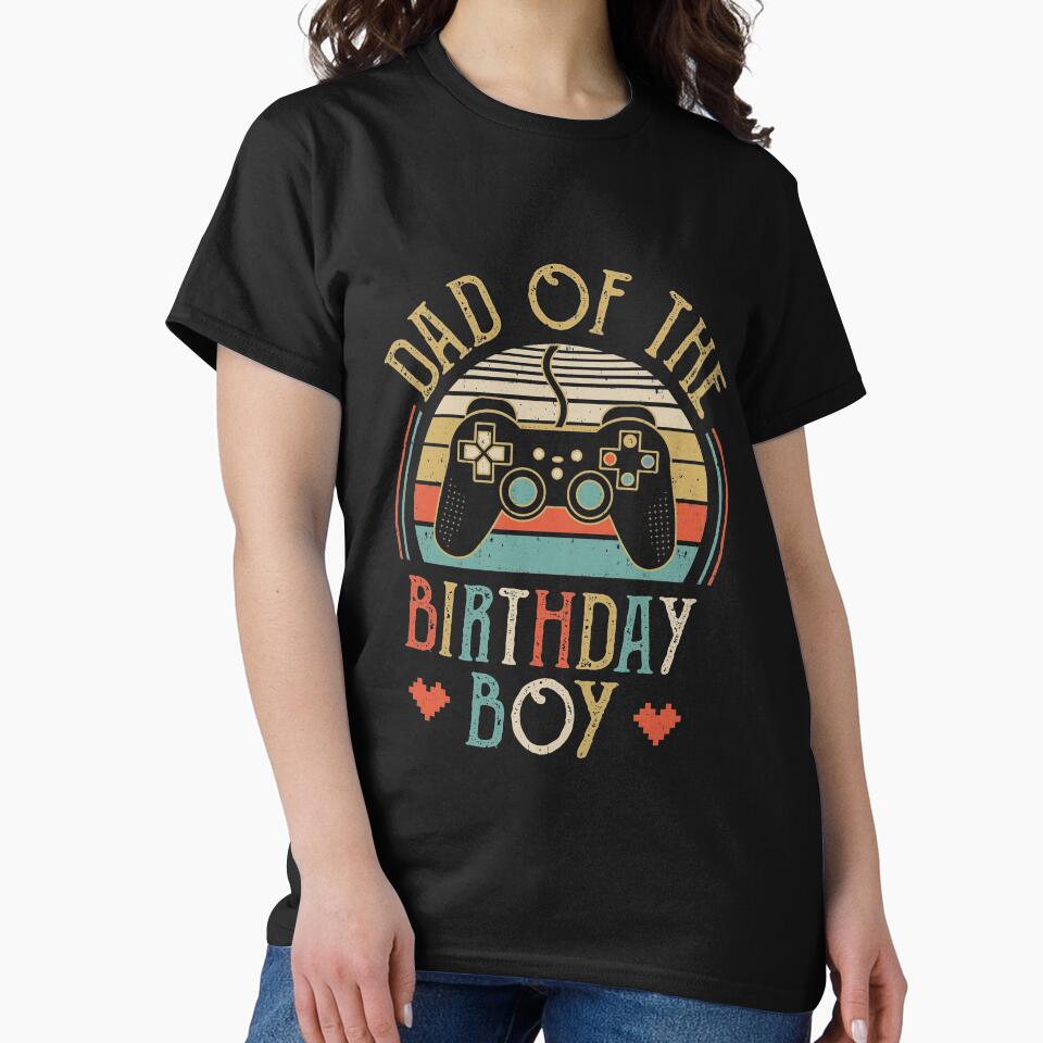 Dad Of The Birthday Boy Vintage Matching Gamer Birthday by cadieuxart T-Shirts, Hoodie, Sweatshirt (Image 2)