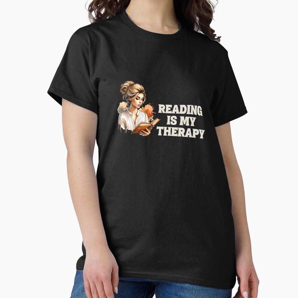 Reading Is My Therapy - Book Lover Gift by MyCozyCorner24 T-Shirts, Hoodie, Sweatshirt | BlankRebels.com (Image 2)
