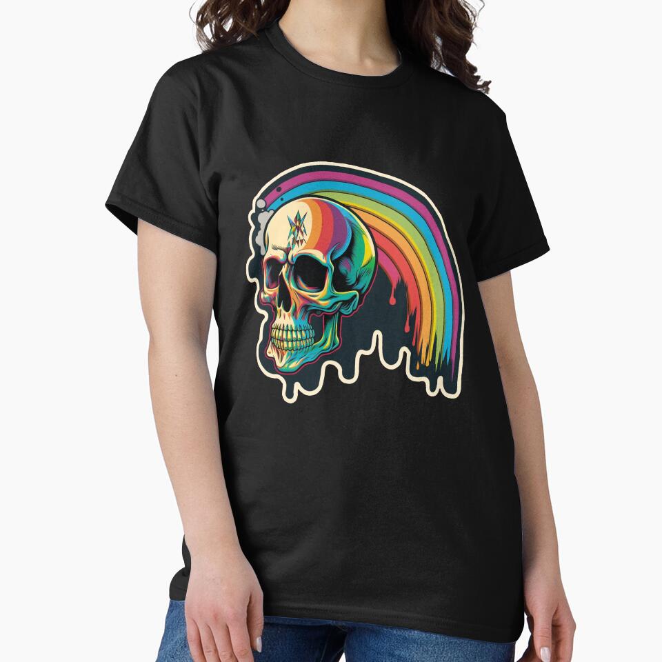 Skull Rainbow Lightning Bolt Heavy Metal Flash Funny Cute T Shirt For Men Women Hoodie Sweatshirt Sticker... (Image 2)