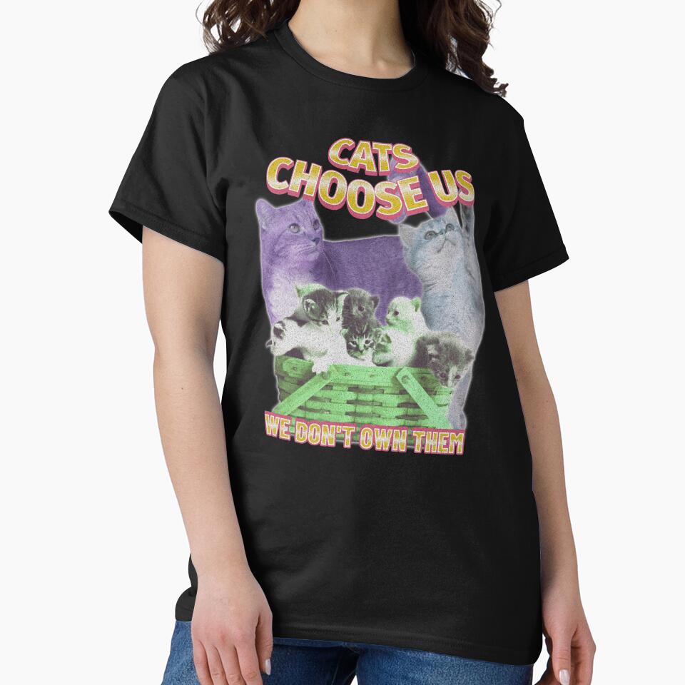 Cats Choose Us – Cute Cat Lover Quote Multi Cat Design by husleArt12