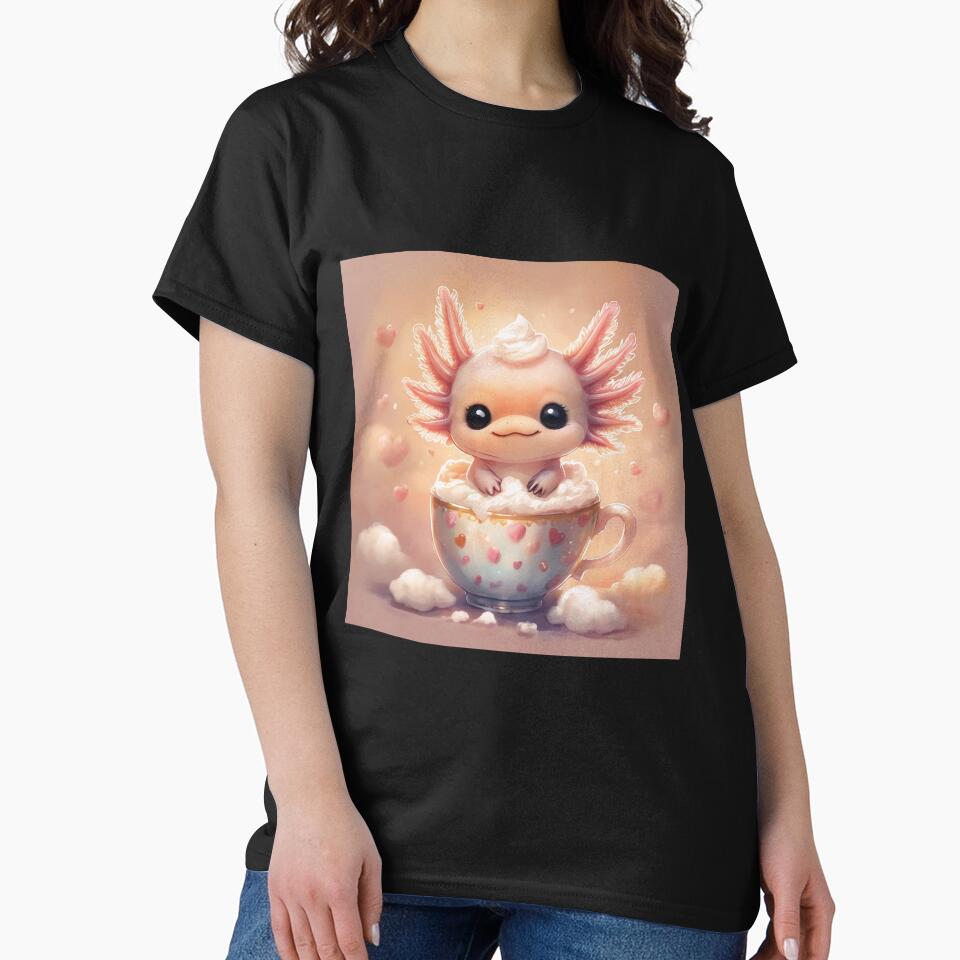Cute Axolotl in Heart Teacup – Kawaii Valentine’s Day Pastel Axolotl Art by SmartyWonders T-Shirts, Hoodie,... (Image 2)