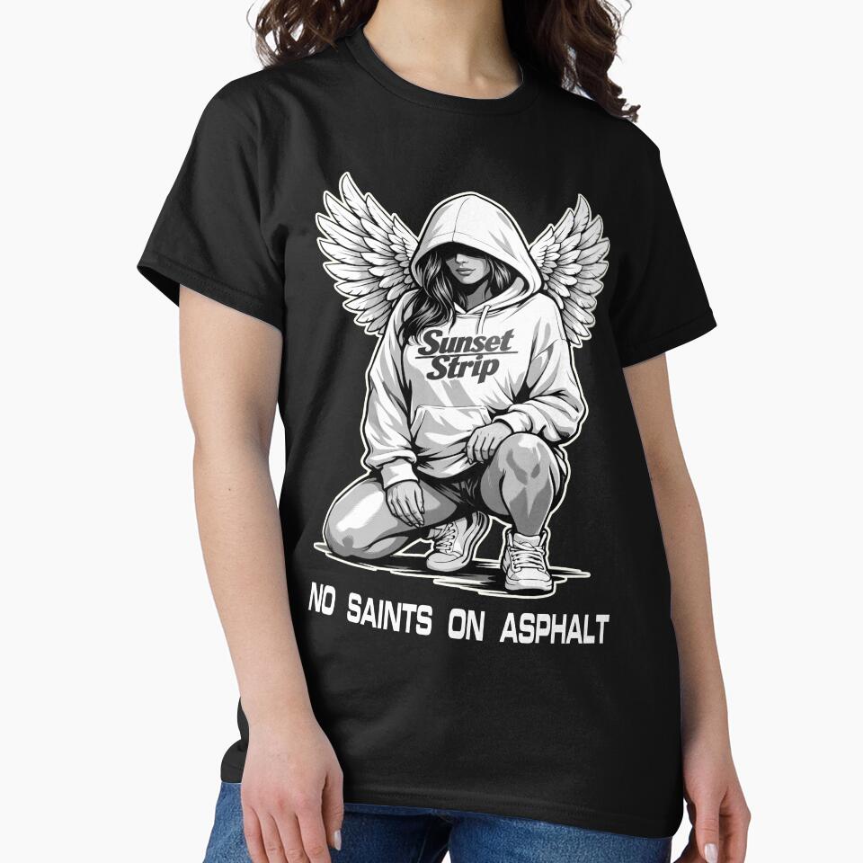 Angel Streetwear Hoodie Art – No Saints on Asphalt Sunset Strip by Versengold T-Shirts, Sweatshirt (Image 2)