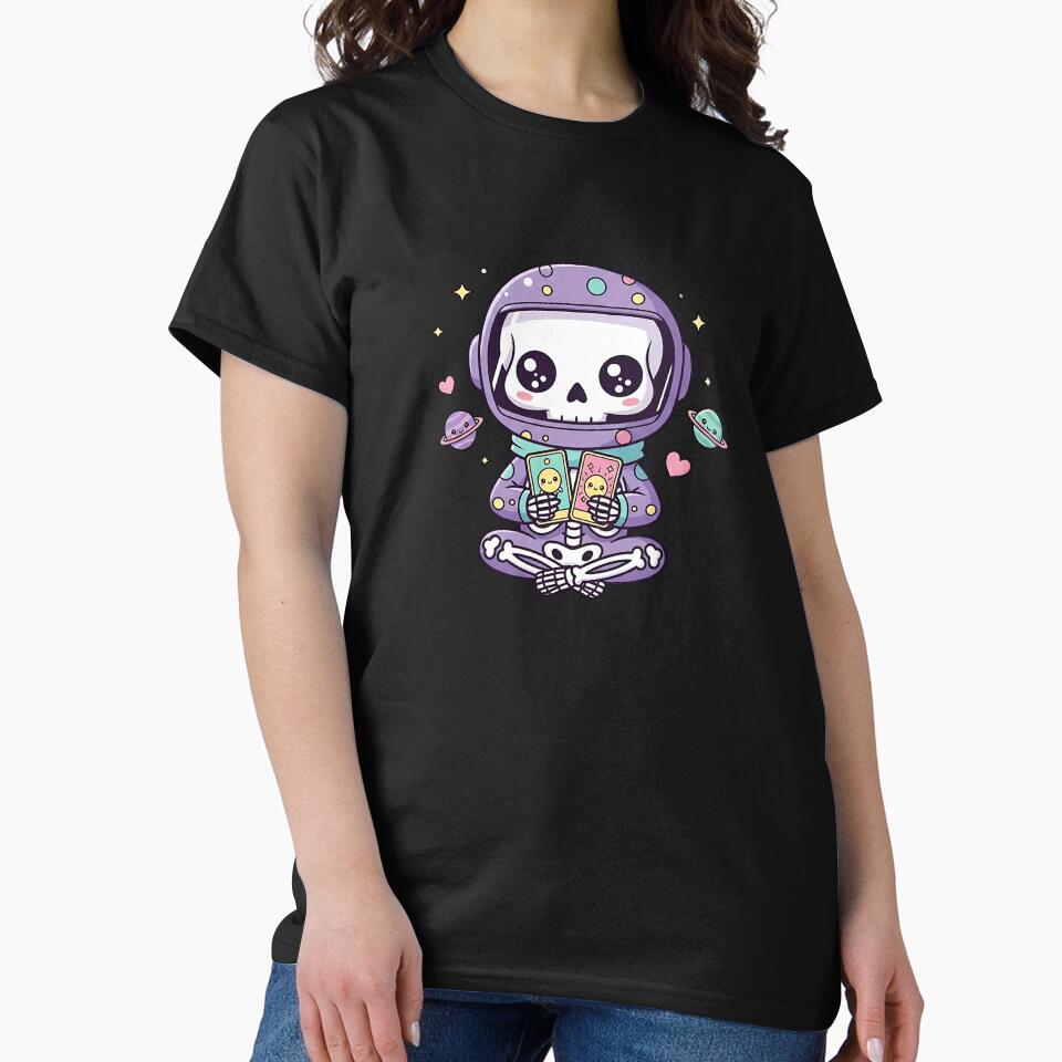 Cute Skeleton Reading Tarot in Space by Pluto ⭐️ T-Shirts, Hoodie, Sweatshirt | BlankRebels.com (Image 2)