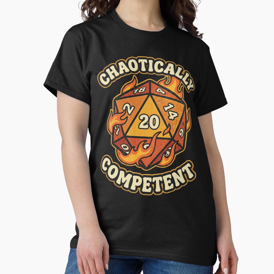Chaotically Competent Flaming D20 Dice by AdyKurniawan T-Shirts, Hoodie, Sweatshirt | BlankRebels.com (Image 2)