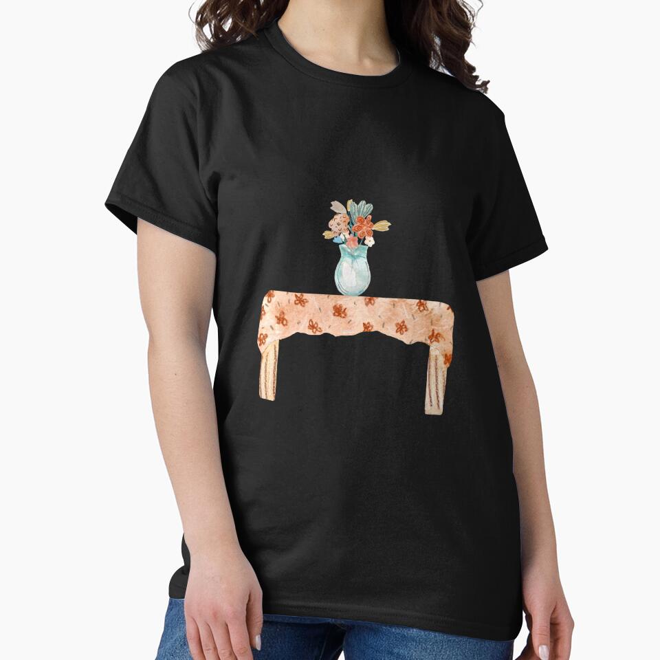 Vase flower bouquet table textured a watercolor black by Yana Mustafina | Boho Soulful Designs T-Shirts,... (Image 2)