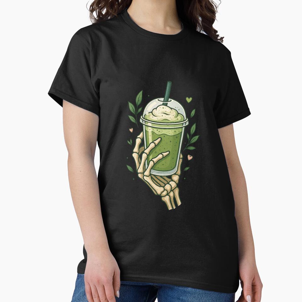 "Skeleton Hand with Matcha Latte – Aesthetic Green Drink Art" by ColorSplash123 T-Shirts, Hoodie, Sweatshirt (Image 2)