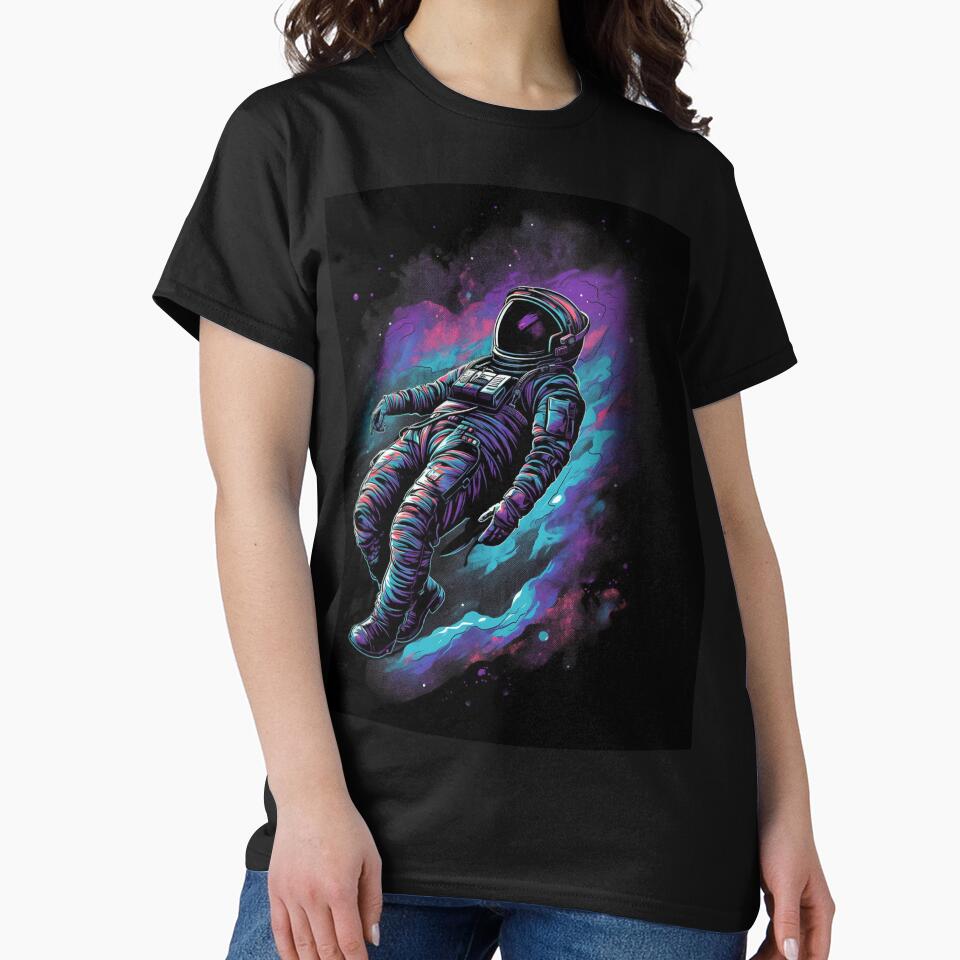 Astronaut Hovering Through Space - Vibrant Tones by Galactic1Arts T-Shirts, Hoodie, Sweatshirt | BlankRebels.com (Image 2)