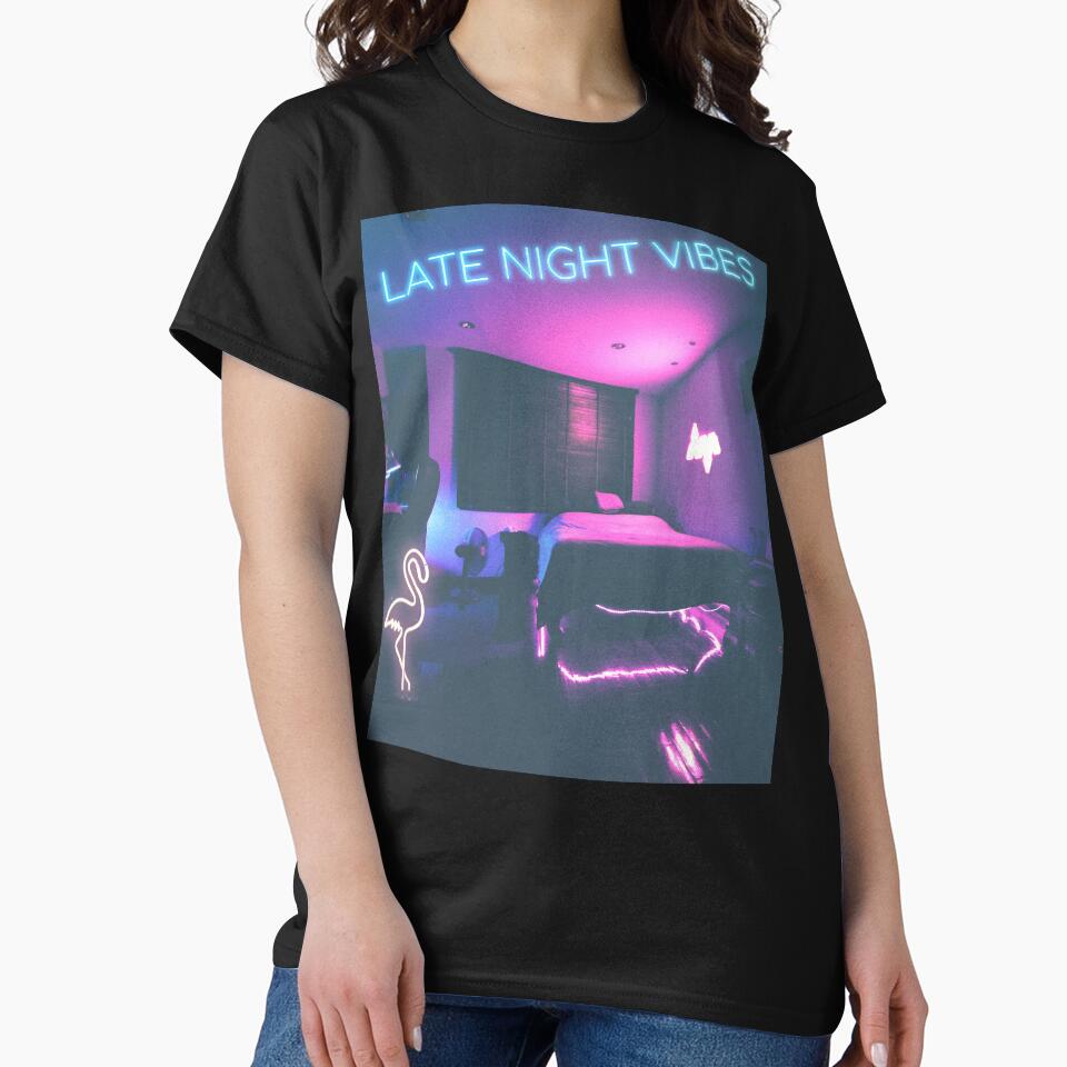 Late Night Vibes. Aesthetic Bedroom with Vaporwave Flamingo product by D-C-Designs T-Shirts, Hoodie, Sweatshirt (Image 2)