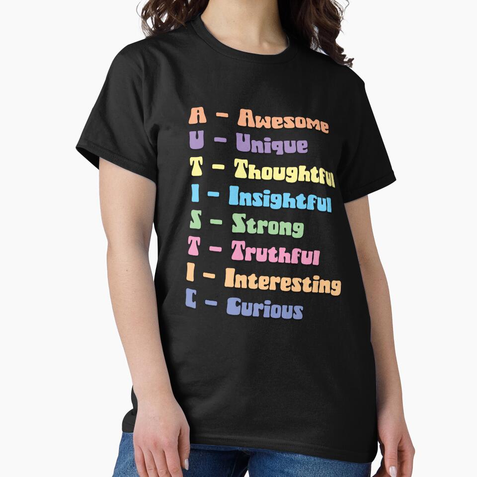 Autism Acrostic –  Retro Rainbow Autistic Positive Affirmations by Dopamine Glitch T-Shirts, Hoodie, Sweatshirt (Image 2)