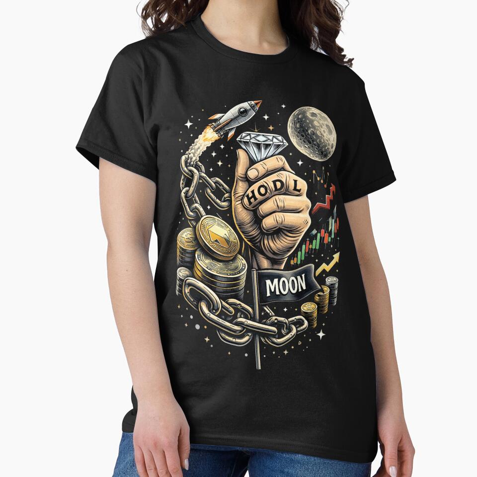 HODL to the Moon – Funny Crypto Diamond Hands Illustration by Zuday T-Shirts, Hoodie, Sweatshirt | BlankRebels.com (Image 2)