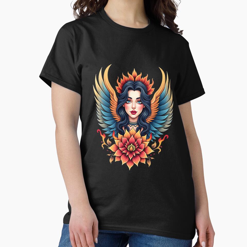 Traditional Winged Woman Tattoo Art by macadolie T-Shirts, Hoodie, Sweatshirt | BlankRebels.com (Image 2)