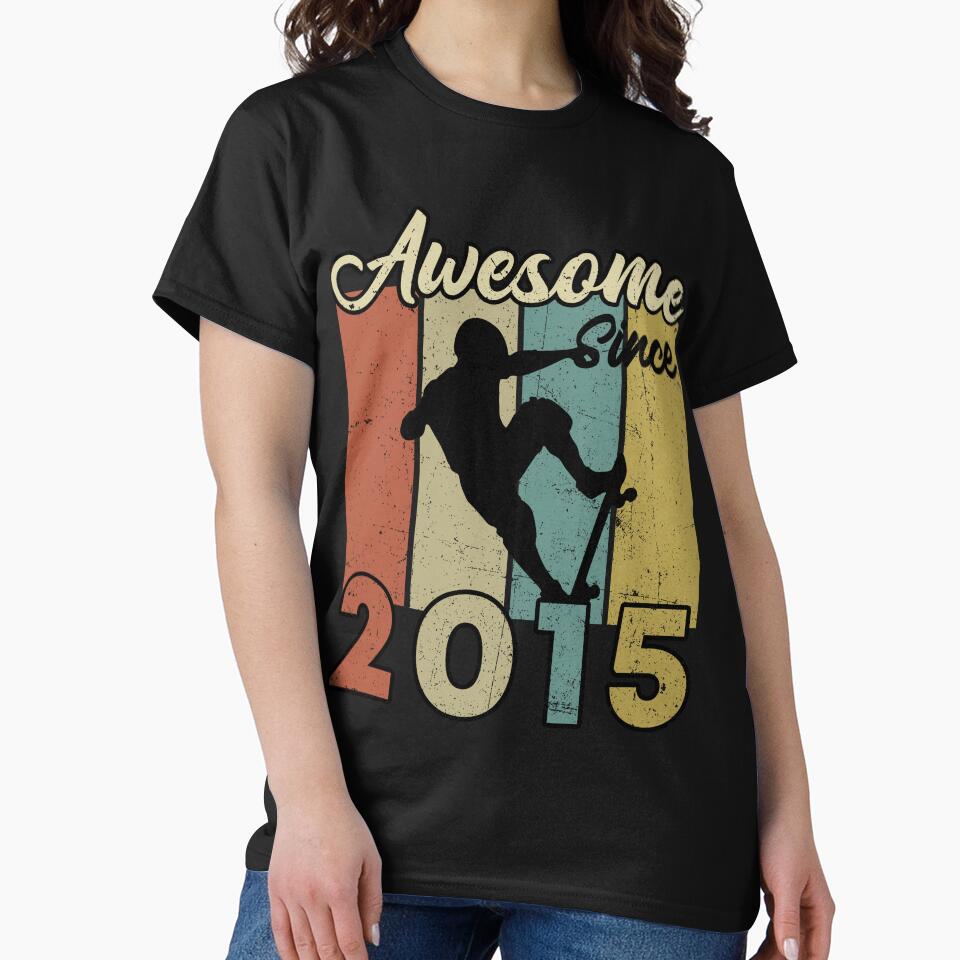 7th Birthday Awesome Since 2015 Skateboard 7 Years Old by TheWildStyle T-Shirts, Hoodie, Sweatshirt (Image 2)