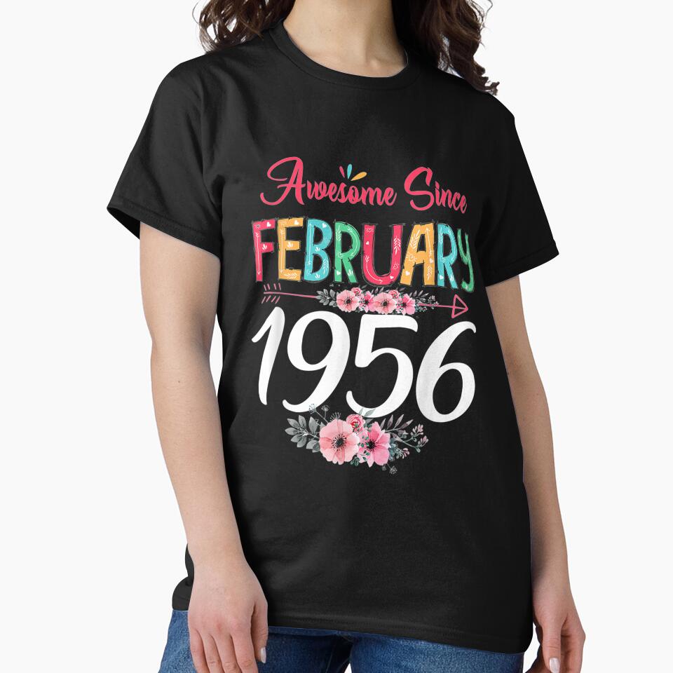 February Girl 1956 Floral 65th Birthday Gift 65 Years Old by charissamo77 T-Shirts, Hoodie, Sweatshirt (Image 2)