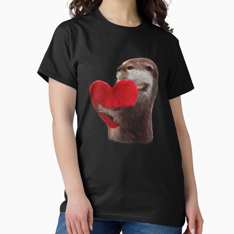 otter and sweet red heart, animal in love by Collagedream T-Shirts, Hoodie, Sweatshirt | BlankRebels.com (Image 2)
