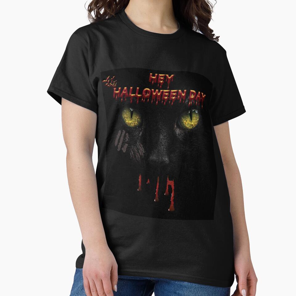 Black Cat Says Hey in Halloween Day by Mr-true-design T-Shirts, Hoodie, Sweatshirt | BlankRebels.com (Image 2)