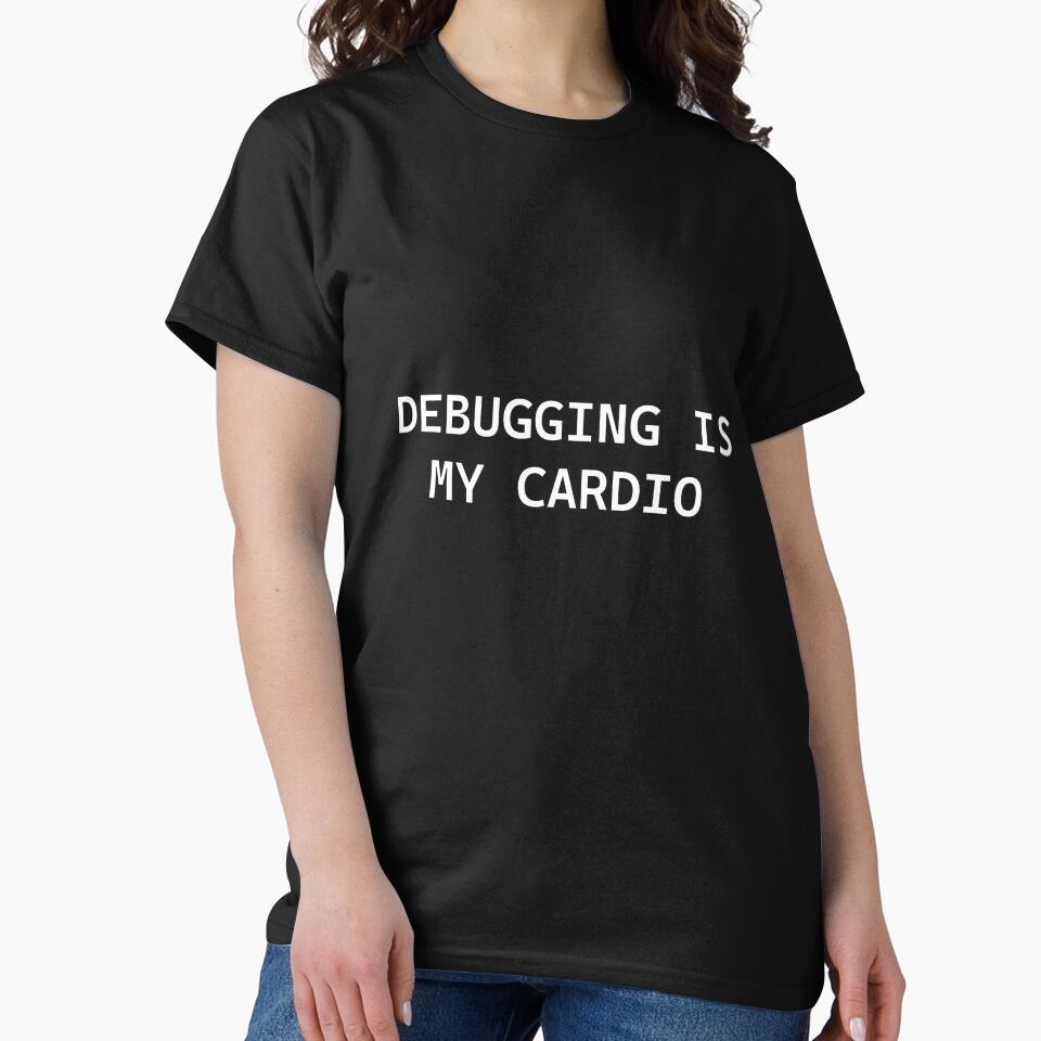 Debugging Is My Cardio – Funny Programmer Typography Design by OffSignal T-Shirts, Hoodie, Sweatshirt (Image 2)