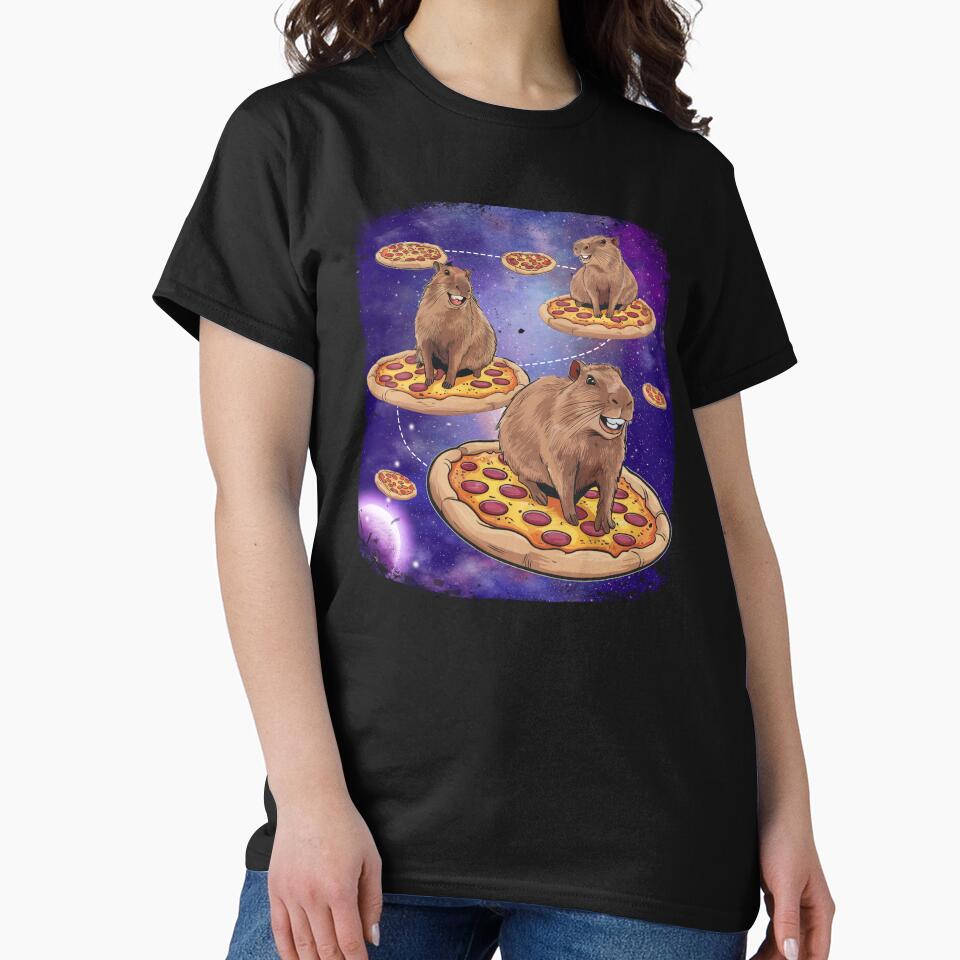 Realistic Space Capybara On Pizza, Galaxy Capybaras by Damcoc