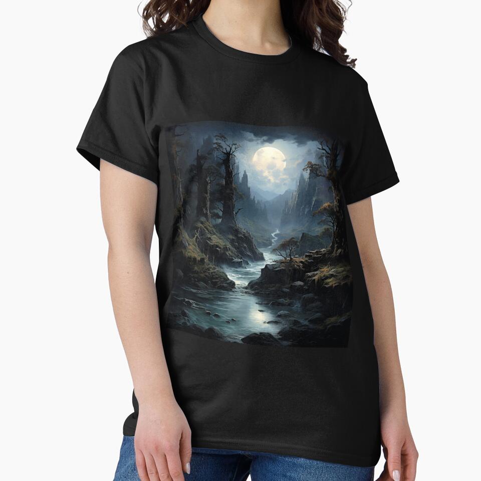 Dark Fantasy Landscape - Moonlit Mire by Fantasy Masterpiece T-Shirts, Hoodie, Sweatshirt | BlankRebels.com (Image 2)