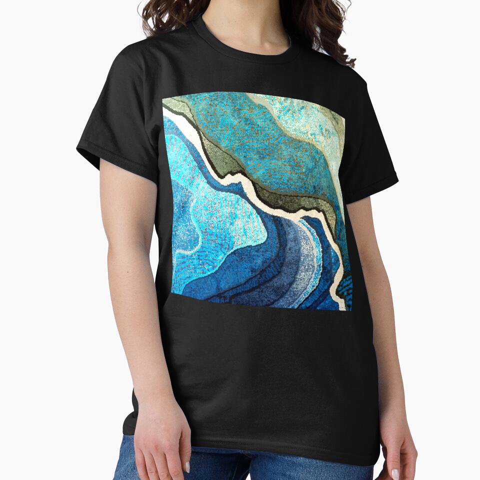 Blue, Teal And Aqua New Trendy Abstract Art by DEC02 T-Shirts, Hoodie, Sweatshirt | BlankRebels.com (Image 2)