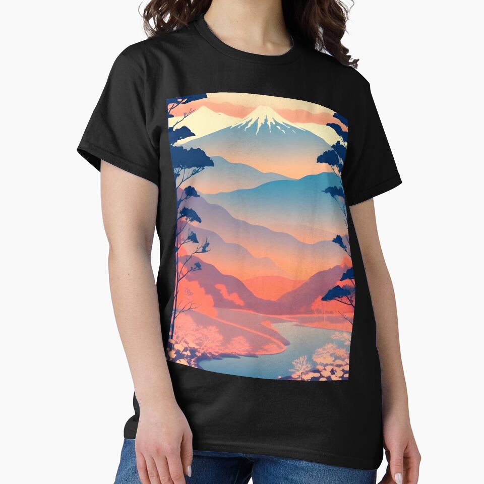 Enhance Your Space with Our Beautiful Collection of Minimalist Japanese Landscape Prints by supeart T-Shirts,... (Image 2)