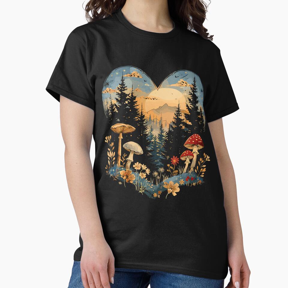 Heart Shaped Cottagecore Mushroom Aesthetic Flower by CandyceMillie T-Shirts, Hoodie, Sweatshirt | BlankRebels.com (Image 2)