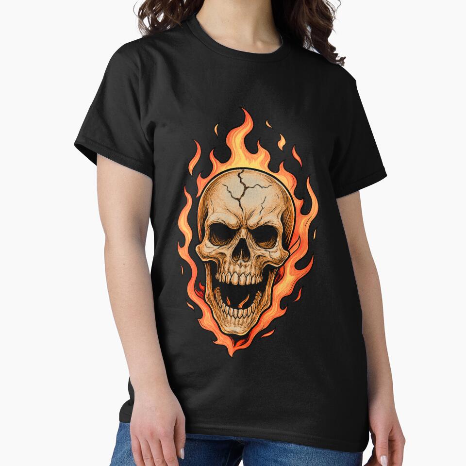 Flaming Skull with Cracked Cranium by GONZZA T-Shirts, Hoodie, Sweatshirt | BlankRebels.com (Image 2)
