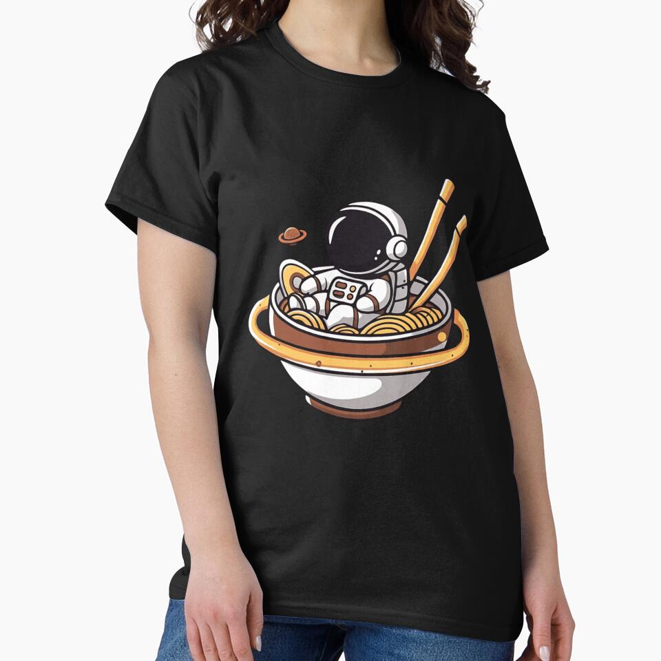 Chibi Astronaut in Ramen Bowl Spaceship – Funny Kawaii Space Design by ColorSplash123 T-Shirts, Hoodie, Sweatshirt (Image 2)