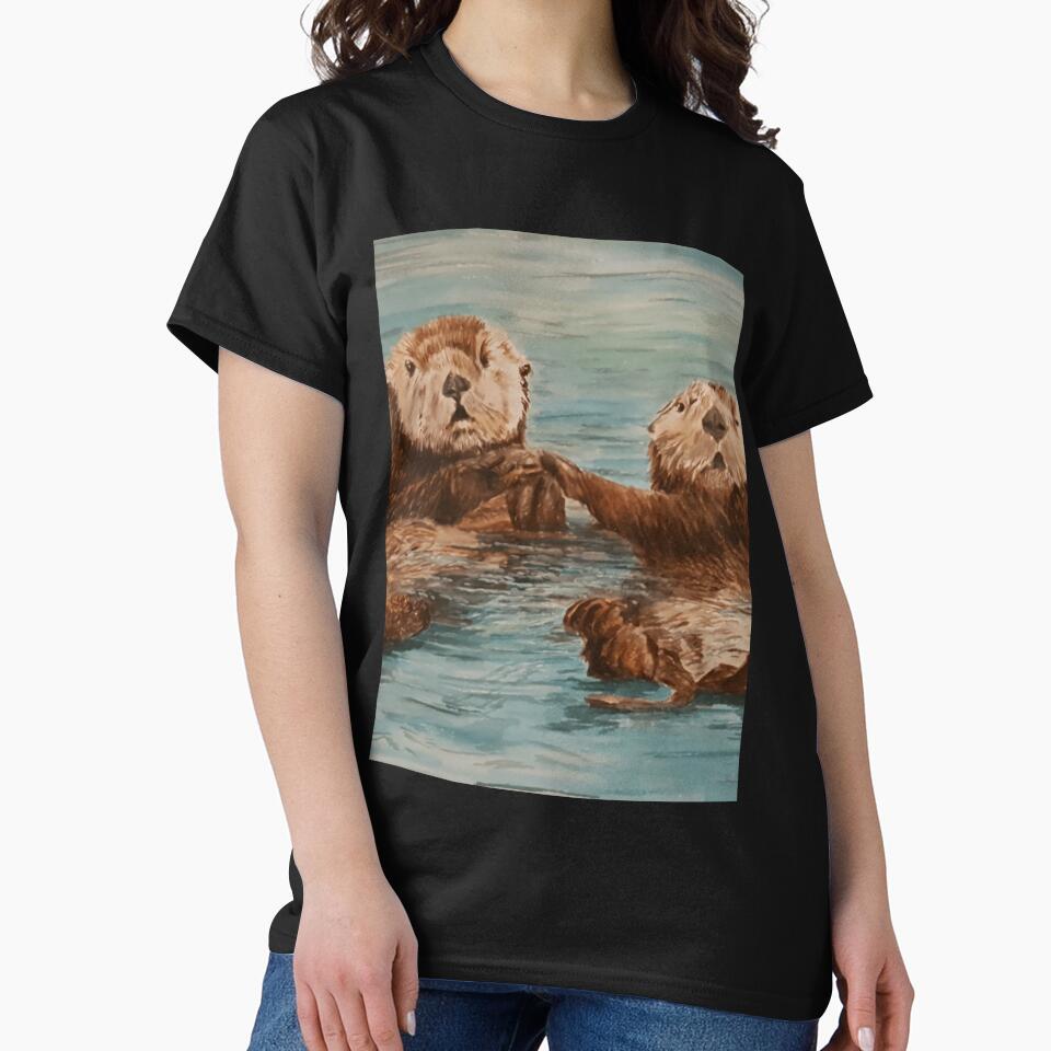 Cute otters holding hands by qrbotebioil57 T-Shirts, Hoodie, Sweatshirt | BlankRebels.com (Image 2)