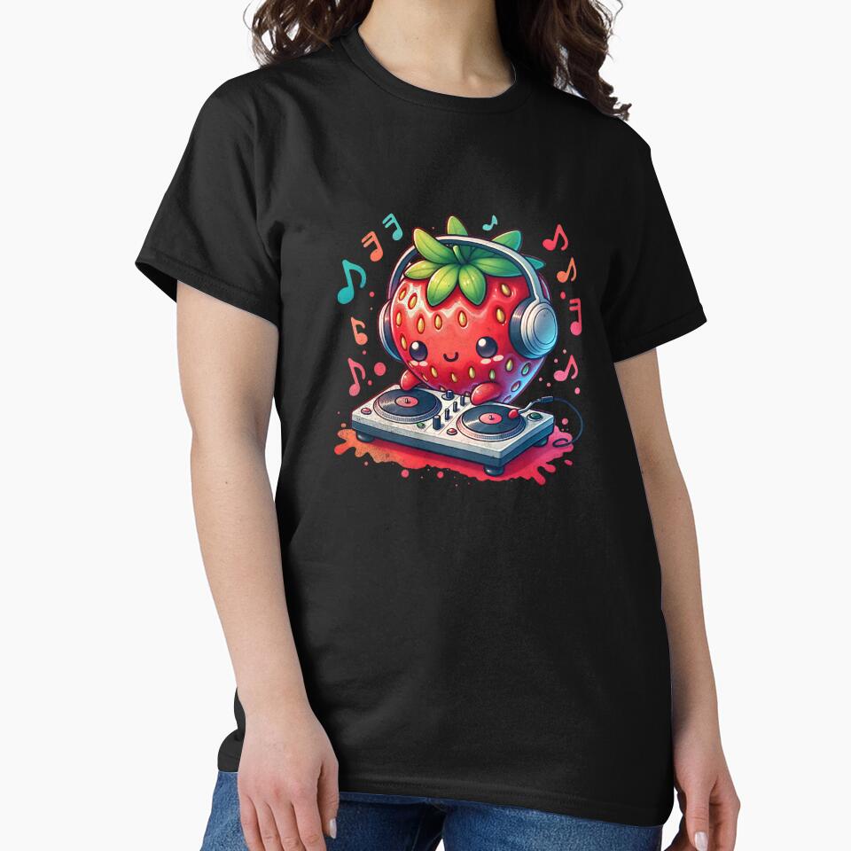 Cute Kawaii Strawberry DJ by ChaosReigns91 T-Shirts, Hoodie, Sweatshirt | BlankRebels.com (Image 2)