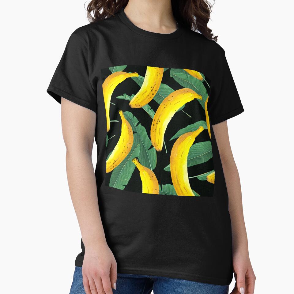 Watercolor Banana And Leaves Pattern by virilamissa T-Shirts, Hoodie, Sweatshirt | BlankRebels.com (Image 2)