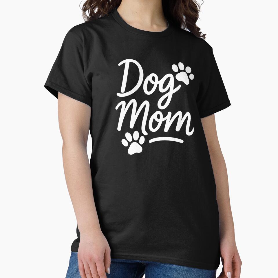Dog Mom – Cute Paw Print Script T-Shirt by SpencersUnltd Hoodie, Sweatshirt | BlankRebels.com (Image 2)
