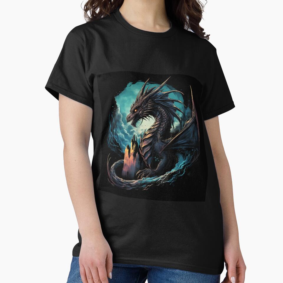 Fantasy Fiction - Black Cave Dragon by Fantasy Masterpiece T-Shirts, Hoodie, Sweatshirt | BlankRebels.com (Image 2)